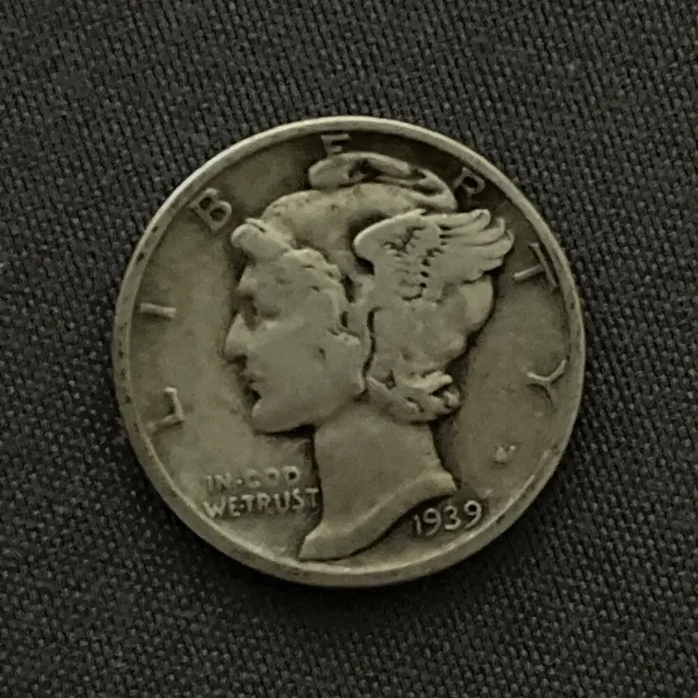 4 US Coin 1937,1936,1939,1940 Mercury .10Ten Cent Dime 90% Silver Circulated